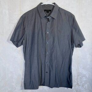 Banana Republic Men's L Large Gray Short Sleeve Button-Up Casual Shirt